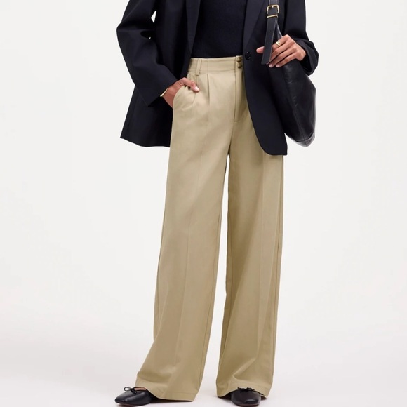 Madewell vintage khaki The Harlow Wide-Leg Pant in Drapey Twill - Picture 1 of 5
